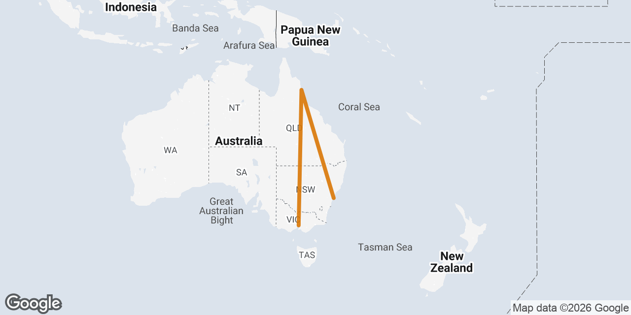 Map of Sydney, Port Douglas, Melbourne