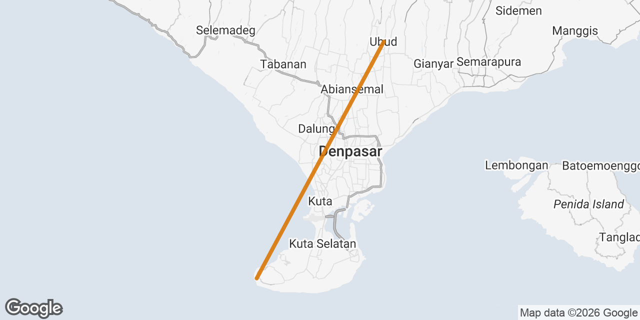 Map of Ubud, Uluwatu