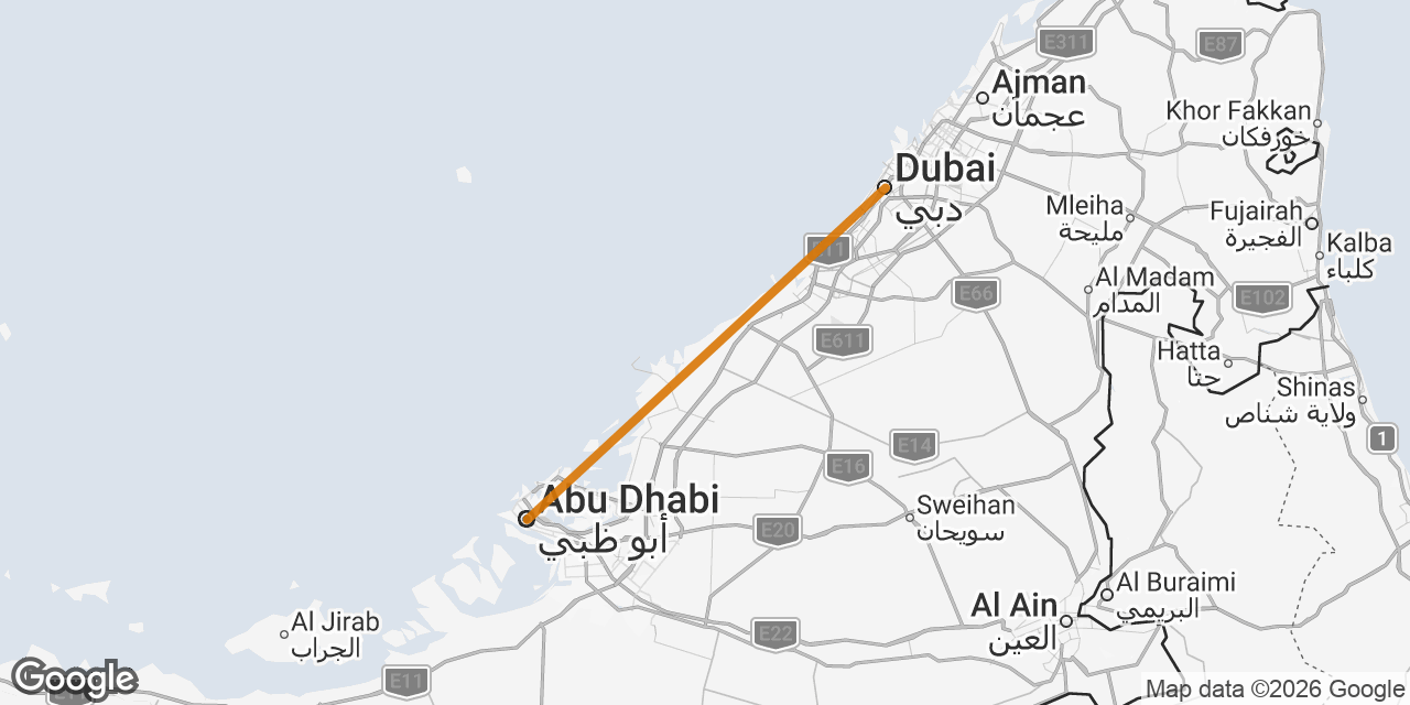 Map of Dubai, Abu Dhabi