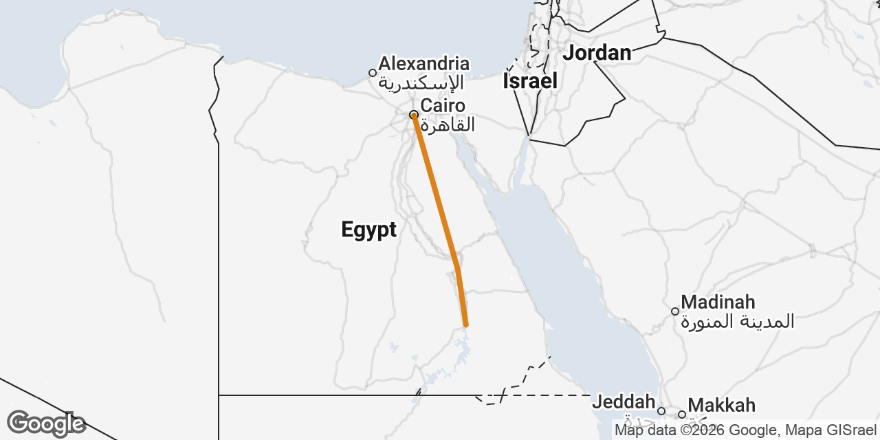 Map of Cairo, Luxor, Aswan