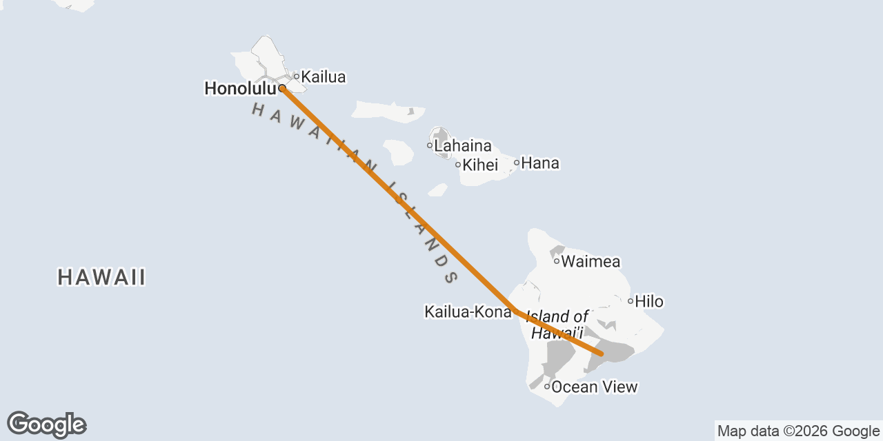 Map of Honolulu, Kailua-Kona, Volcano