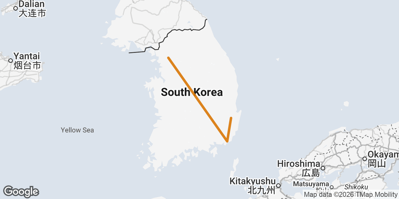 Map of Seoul, Busan, Gyeongju