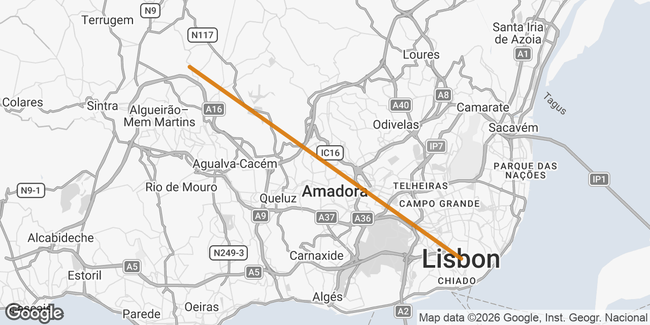 Map of Lisbon, Sintra