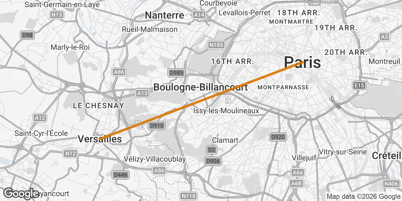 Map of Paris, Versailles