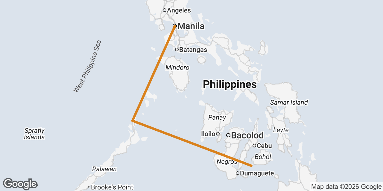 Map of Manila, El Nido, Panglao