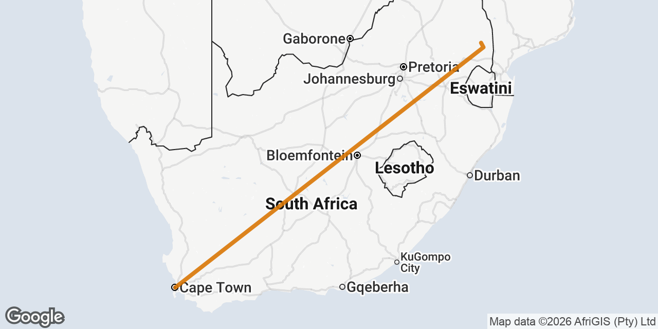 Map of Cape Town, Skukuza, Sabi Sand