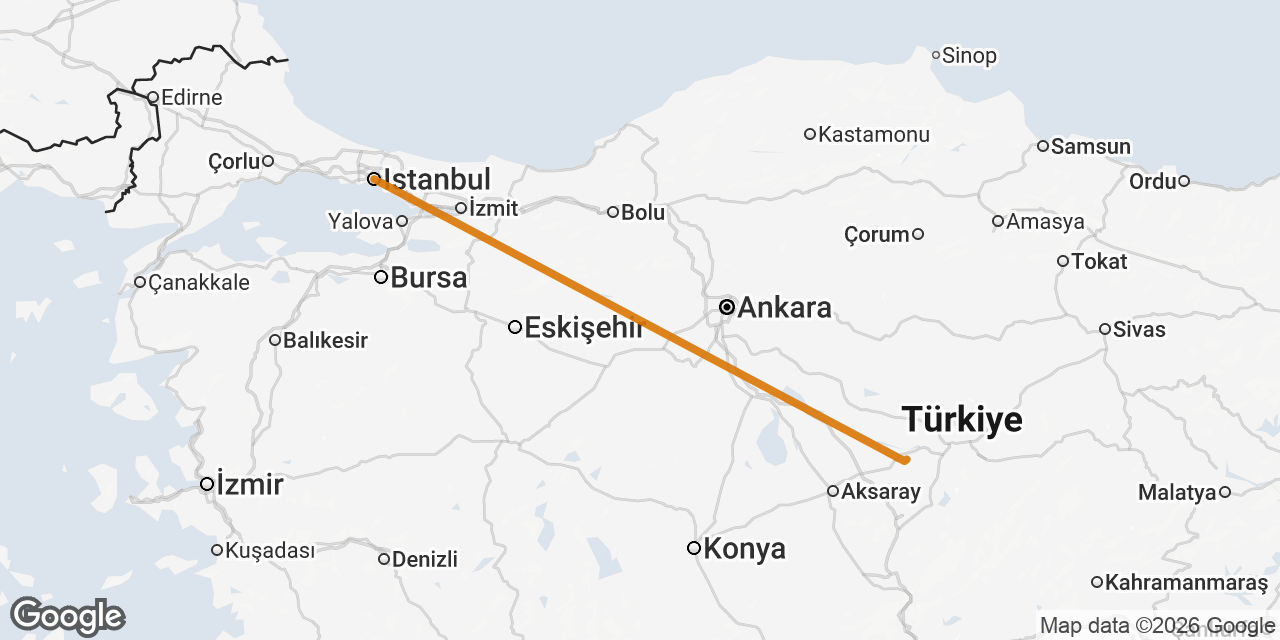 Map of Istanbul, Uçhisar, Göreme